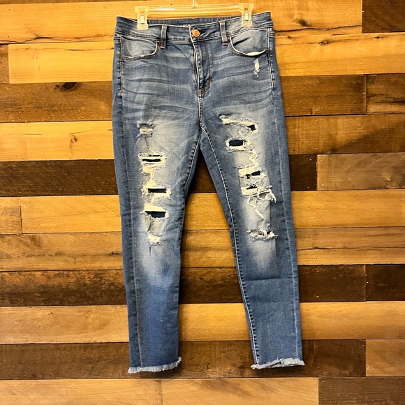 American Eagle super stretchy distressed jeggings, 10 - Picture 1 of 10